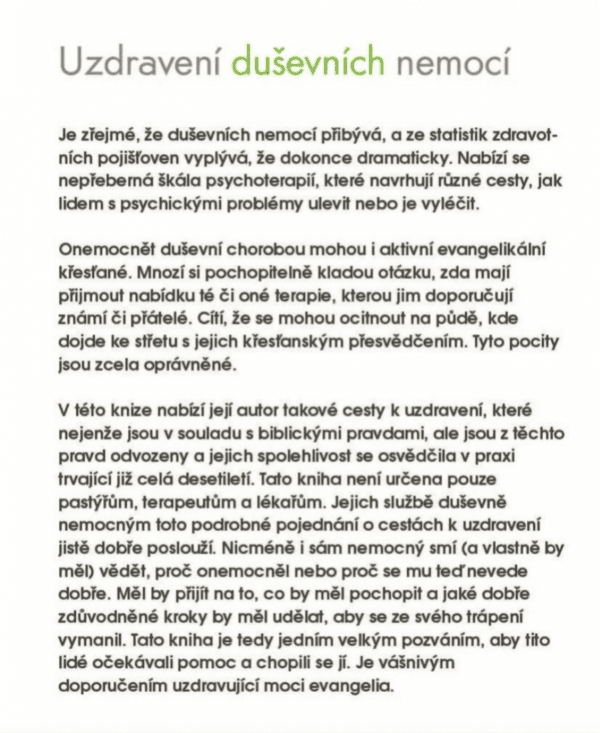 UZDRAVENÍ DUŠEVNÍCH NEMOCÍ